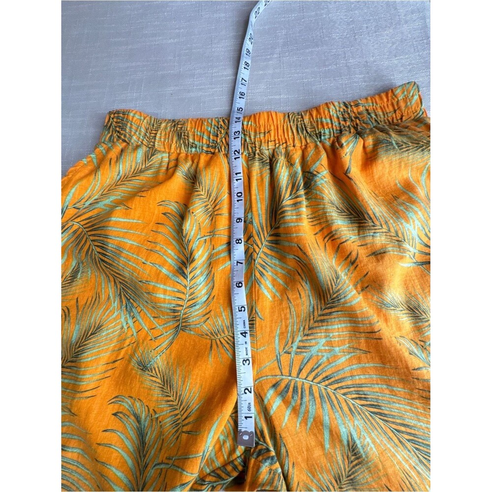 Tropical Palm Leaf Cropped Wide Leg Pants Resort Vacation Beach Lounge - Picture 6 of 9